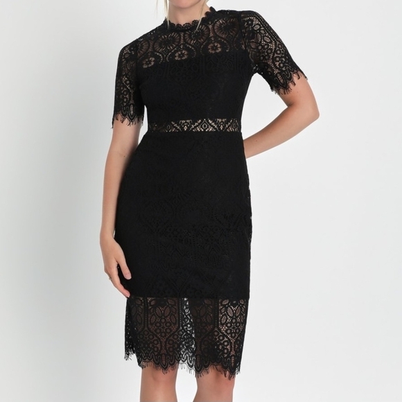 Lulus Dresses & Skirts - Lulu's Black Lace Midi Dress